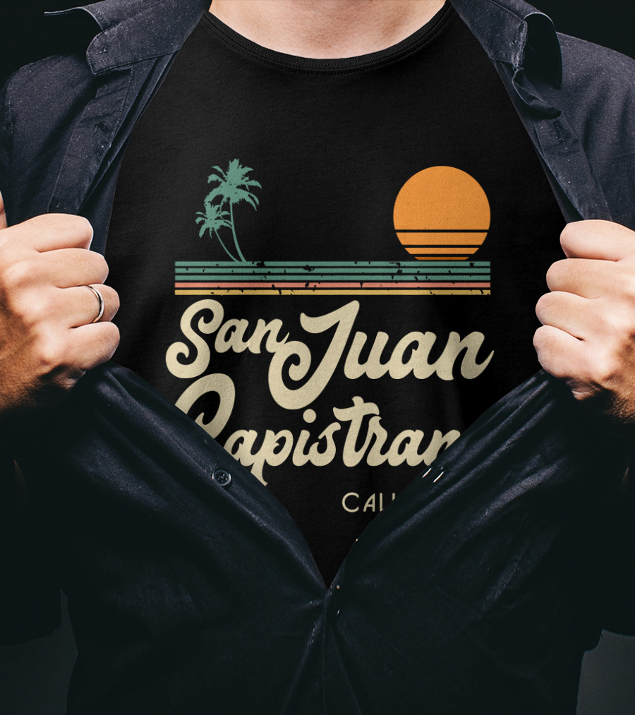San Juan Capistrano California Vintage Sun And Palm Trees T-Shirt
