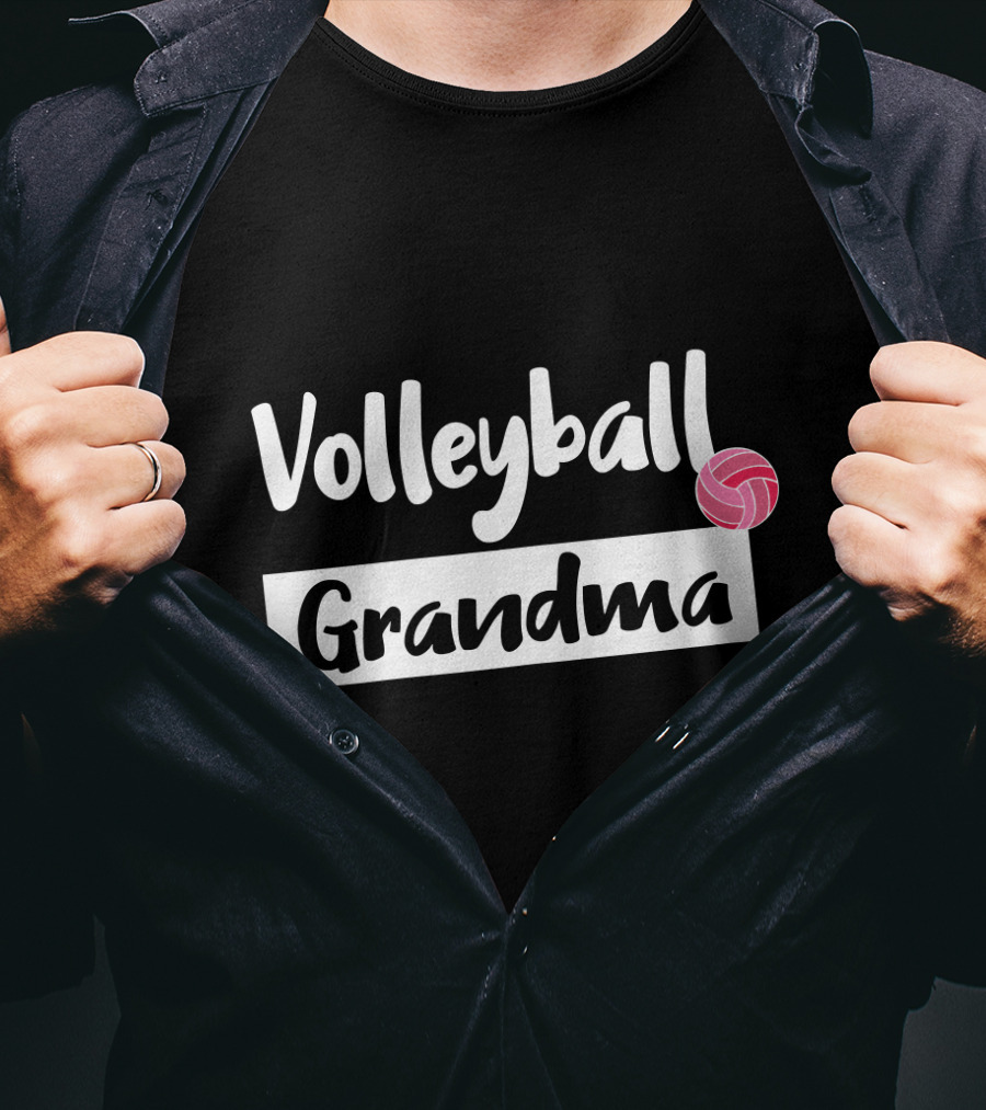 Volleyball Grandma Fun Pink Ball Motif T-Shirt