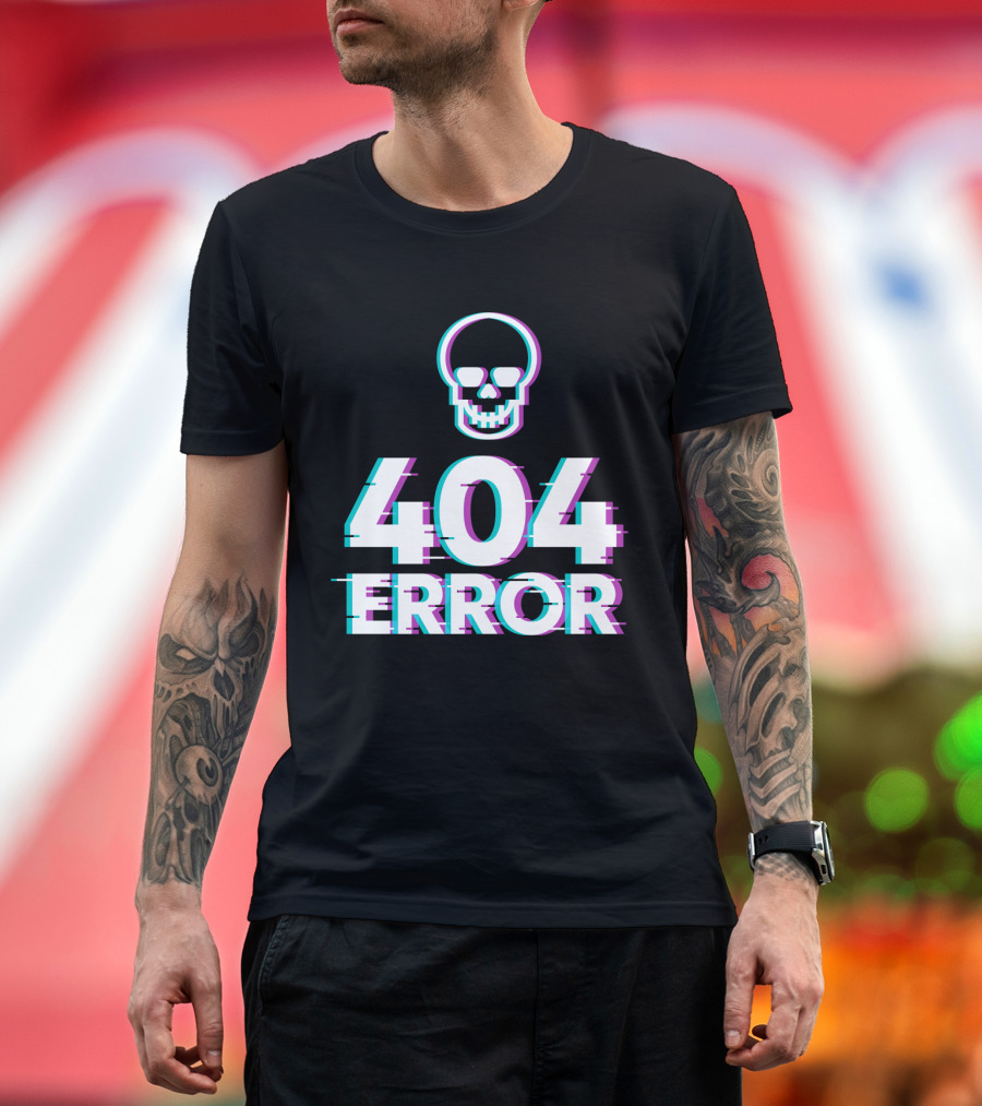 404 Error Skull Glitch T-Shirt