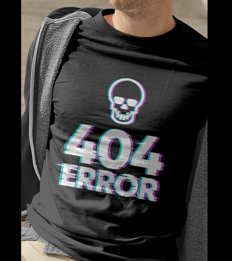 404 Error Skull Glitch T-Shirt