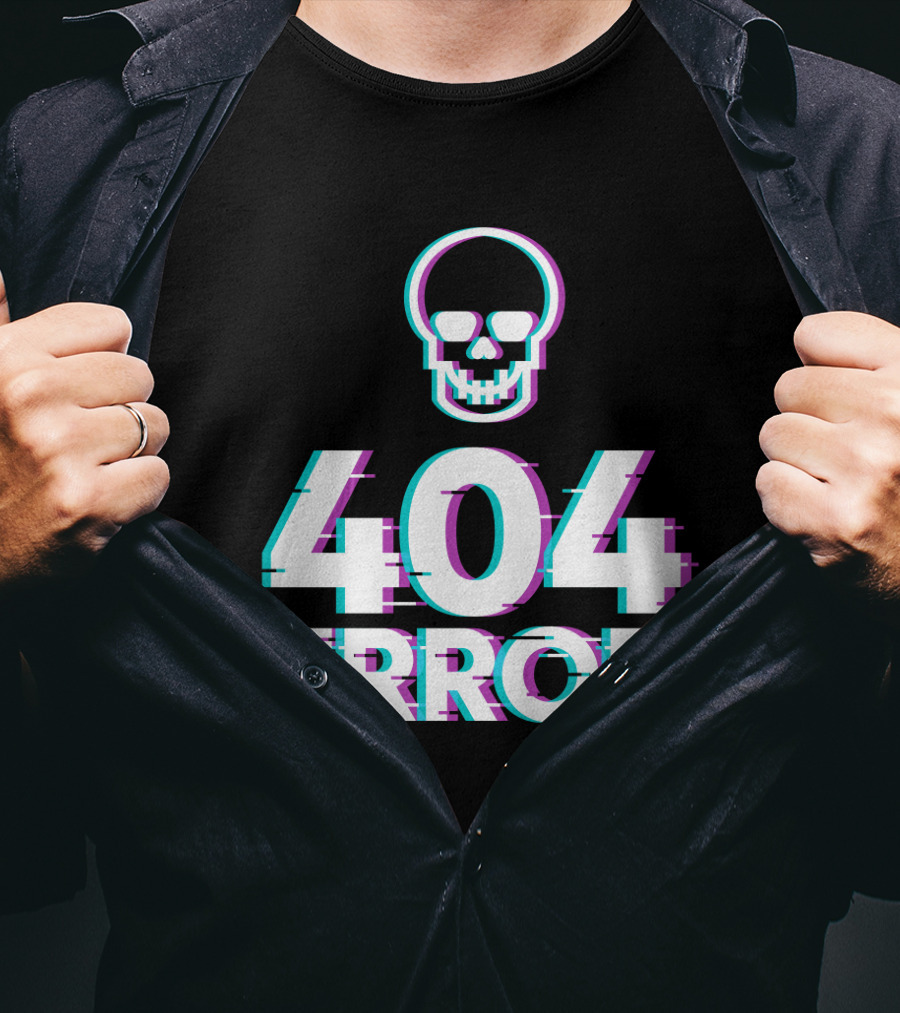 404 Error Skull Glitch T-Shirt