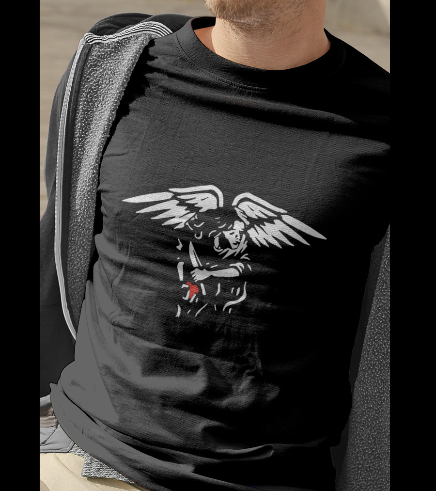 AMERICAN NIGHTMARE Angel With Knife And Red Blood Wings T-Shirt