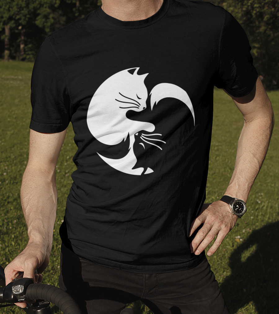 Cat Yin Yang Spiritual Meditation Yoga Balance T-Shirt