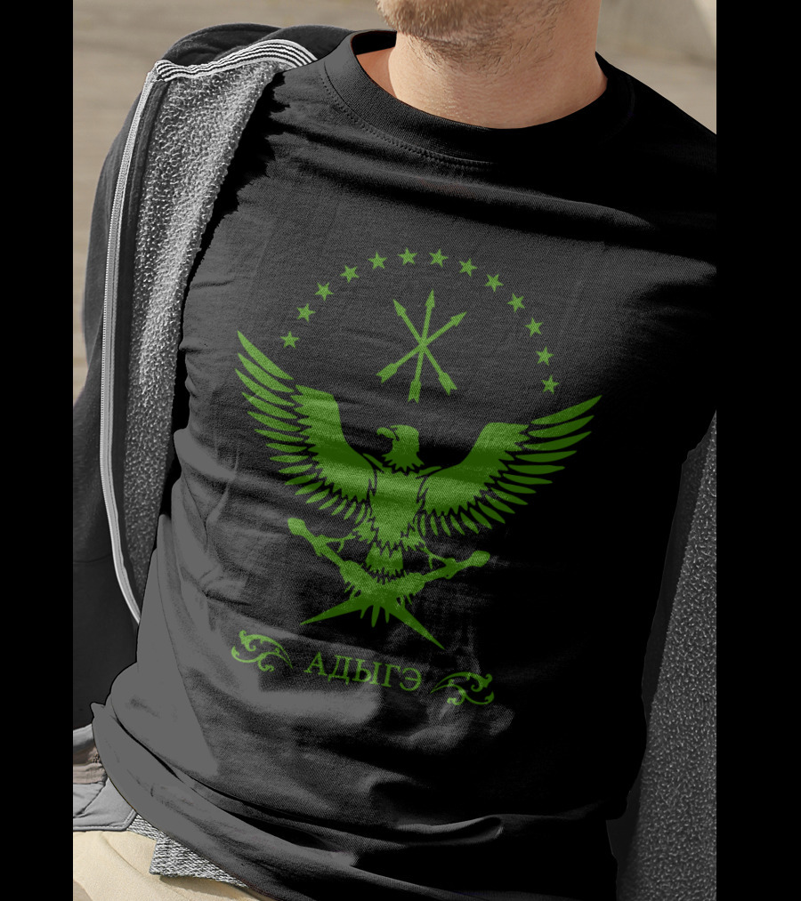 Circassian Adiga Eagle Emblem With Stars And Crossed Arrows T-Shirt