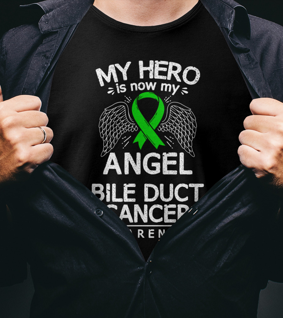 My Hero Is Now My Angel Bile Duct Cancer Awareness T-Shirt