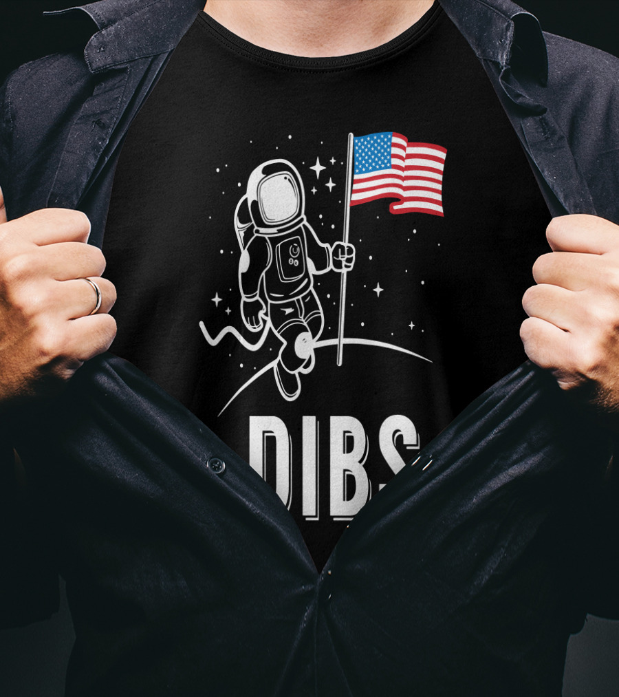 Astronaut Dibs On The American Flag Moon Landing T-Shirt