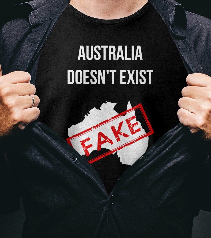 Australia Doesn't Exist Fake Flat Earth Society T-Shirt