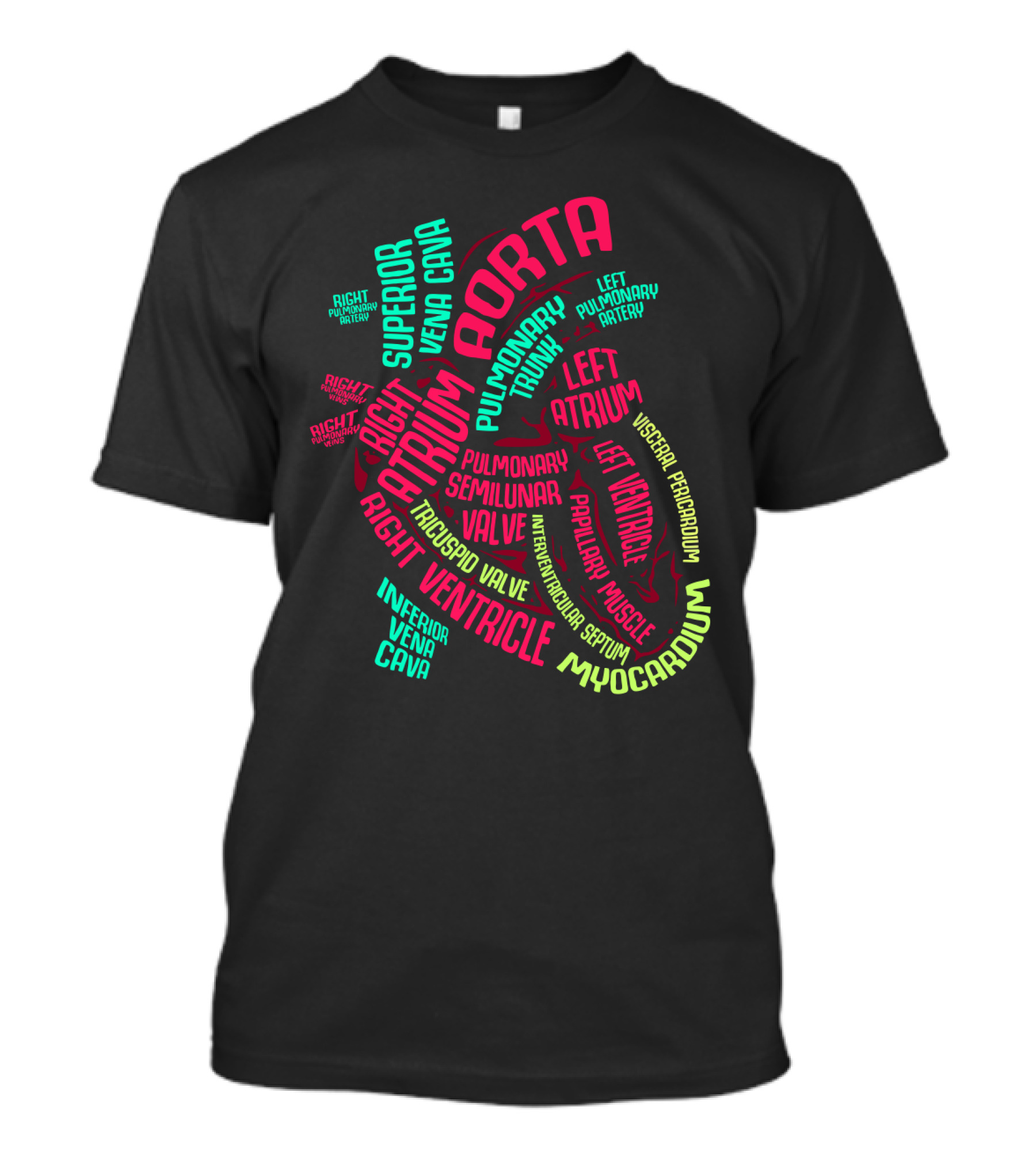 Heart Anatomy Aorta Ventricle Atrium Myocardium Pulmonary Cardiac Nurse T-Shirt