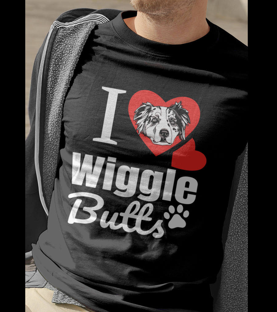 I Love Wiggle Butts I Heart Australian Shepherd T-Shirt