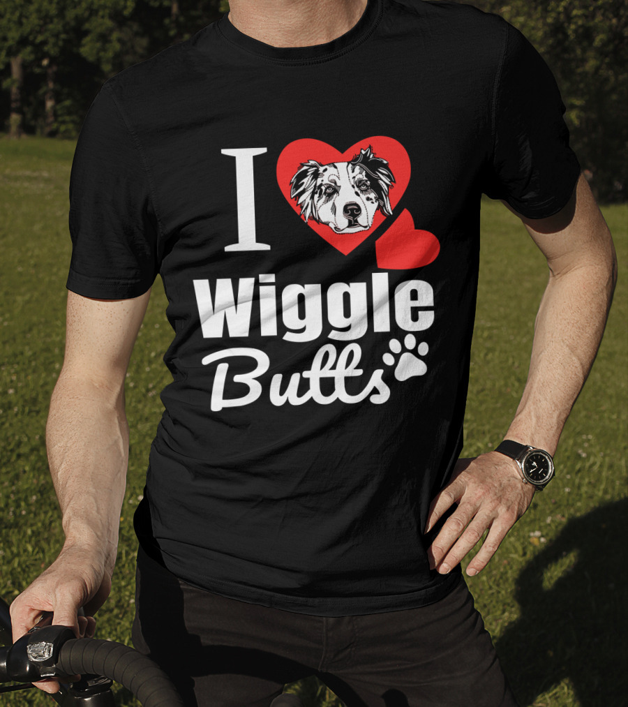 I Love Wiggle Butts I Heart Australian Shepherd T-Shirt