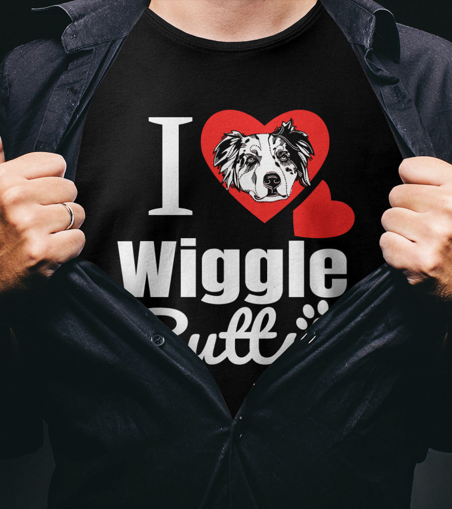 I Love Wiggle Butts I Heart Australian Shepherd T-Shirt