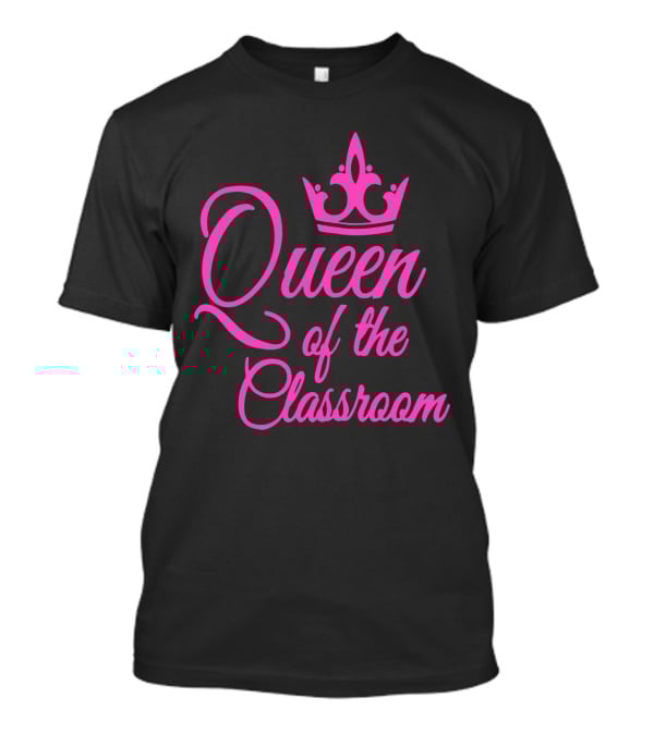 Queen Of The Classroom Pink Crown Motif T-Shirt
