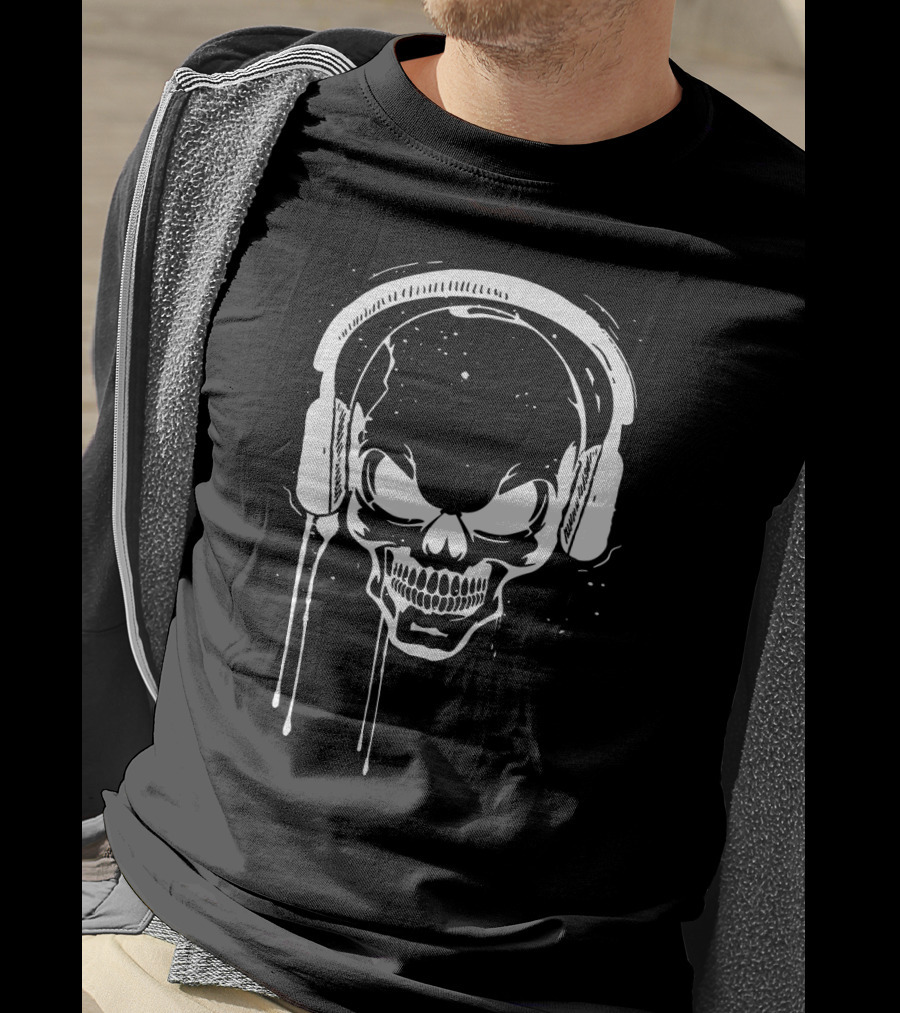 Skull Headphone Music Best Outing Skull Headphones T-Shirt