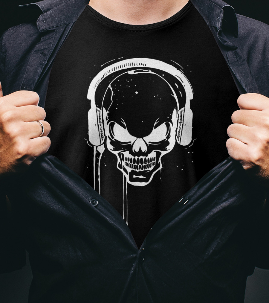 Skull Headphone Music Best Outing Skull Headphones T-Shirt