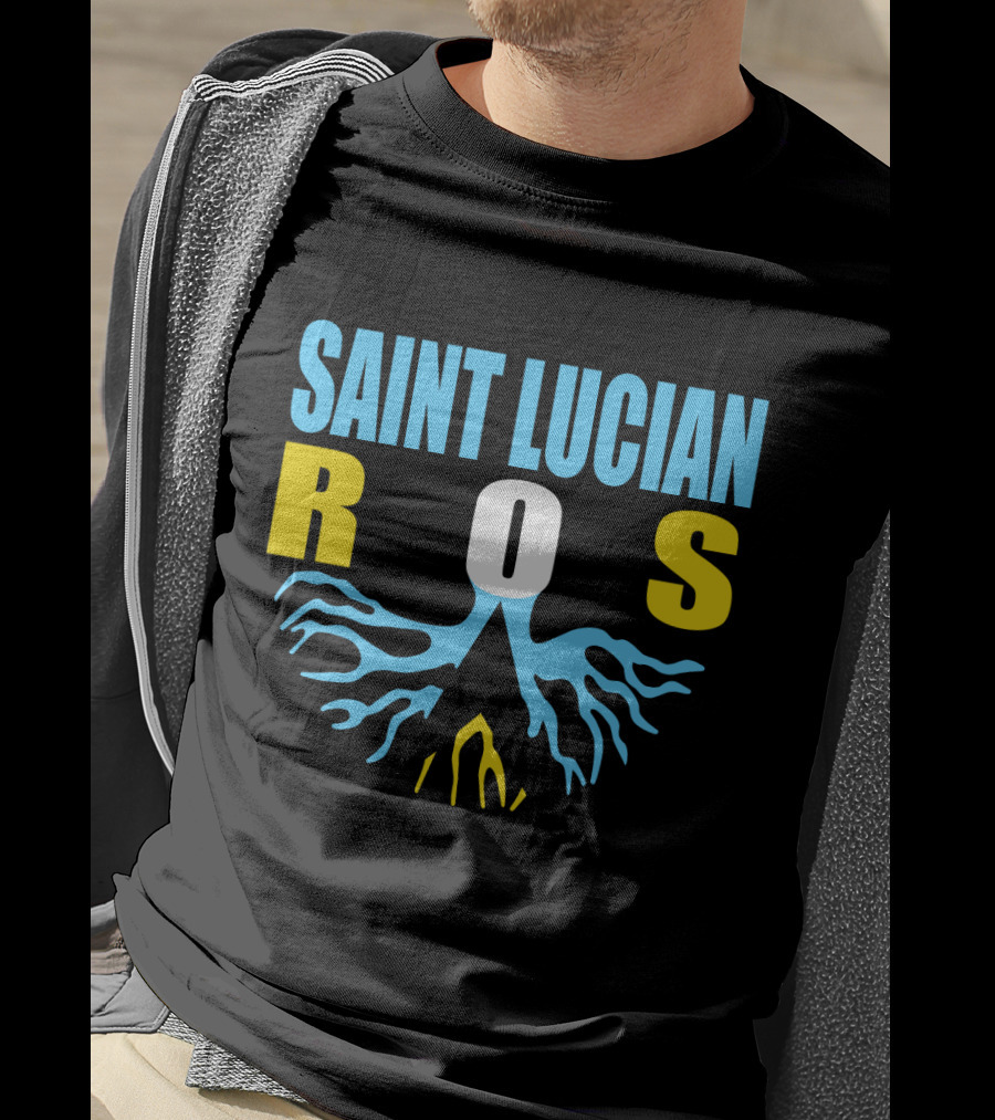 Storecastle Saint Lucian Roots With Saint Lucia Flag Colors T-Shirt
