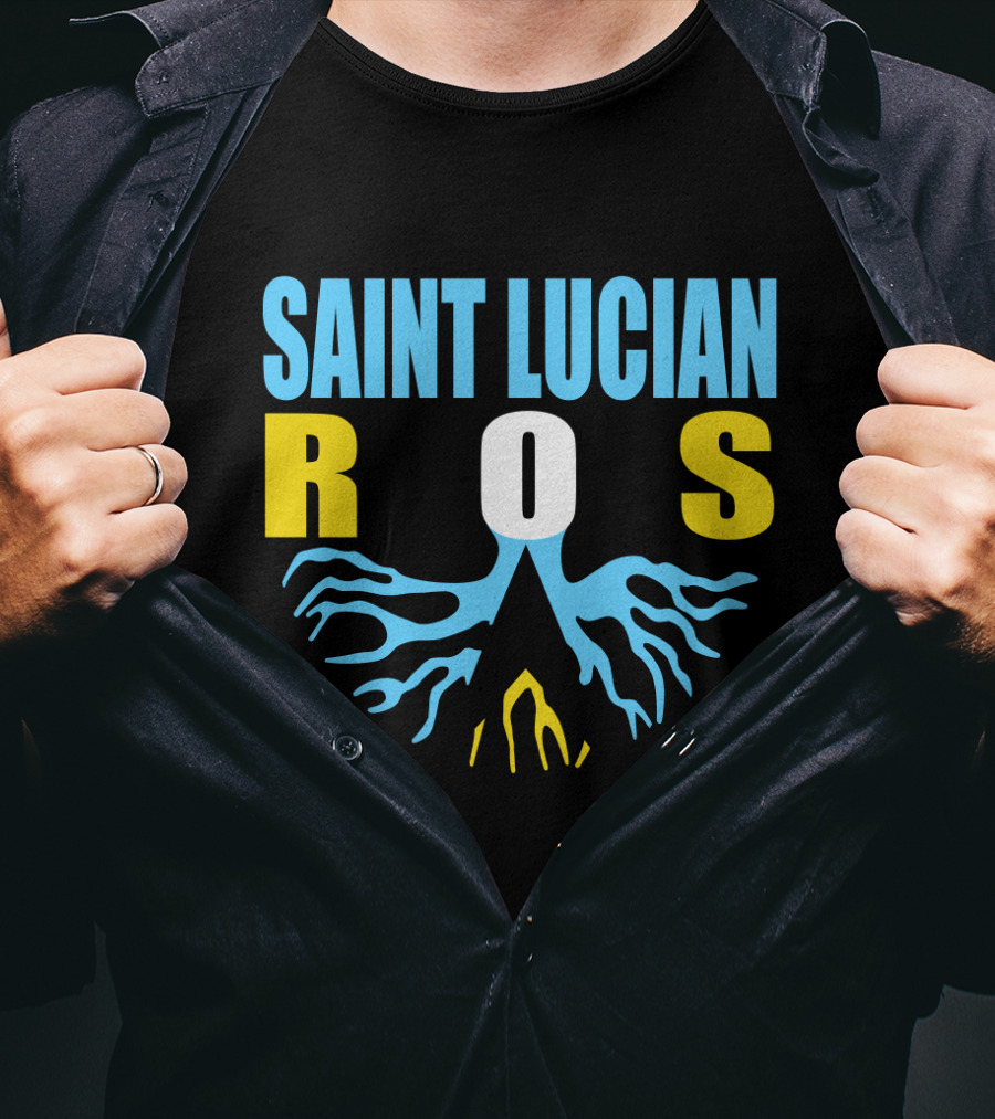 Storecastle Saint Lucian Roots With Saint Lucia Flag Colors T-Shirt
