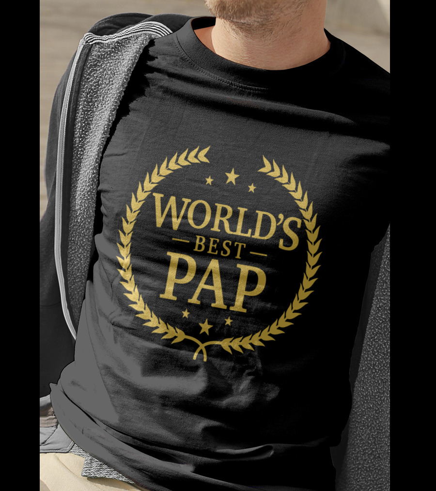 World's Best Pap Gold Laurel Stars T-Shirt