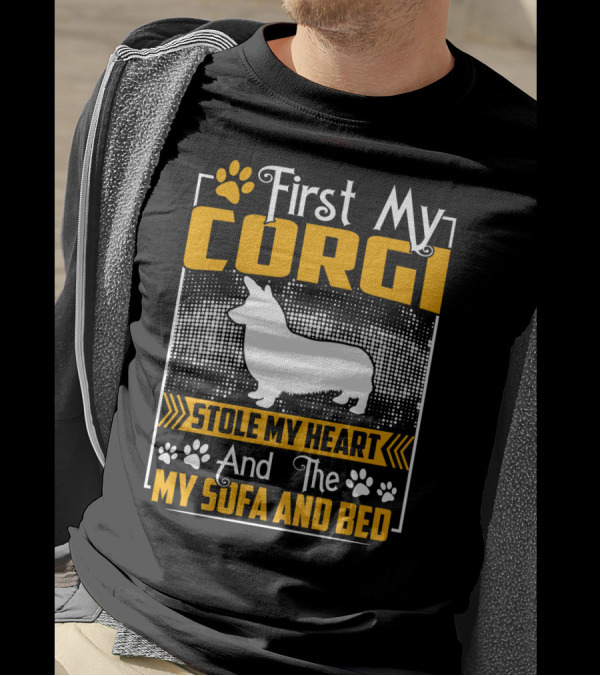 First My Corgi Stole My Heart And The My Sofa And Bed T-Shirt