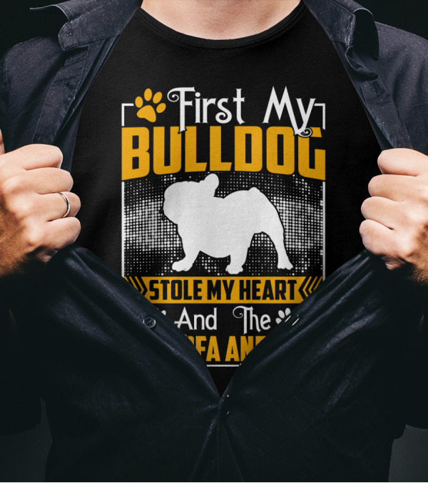 First My Bulldog Stole My Heart And The My Sofa And Bed T-Shirt