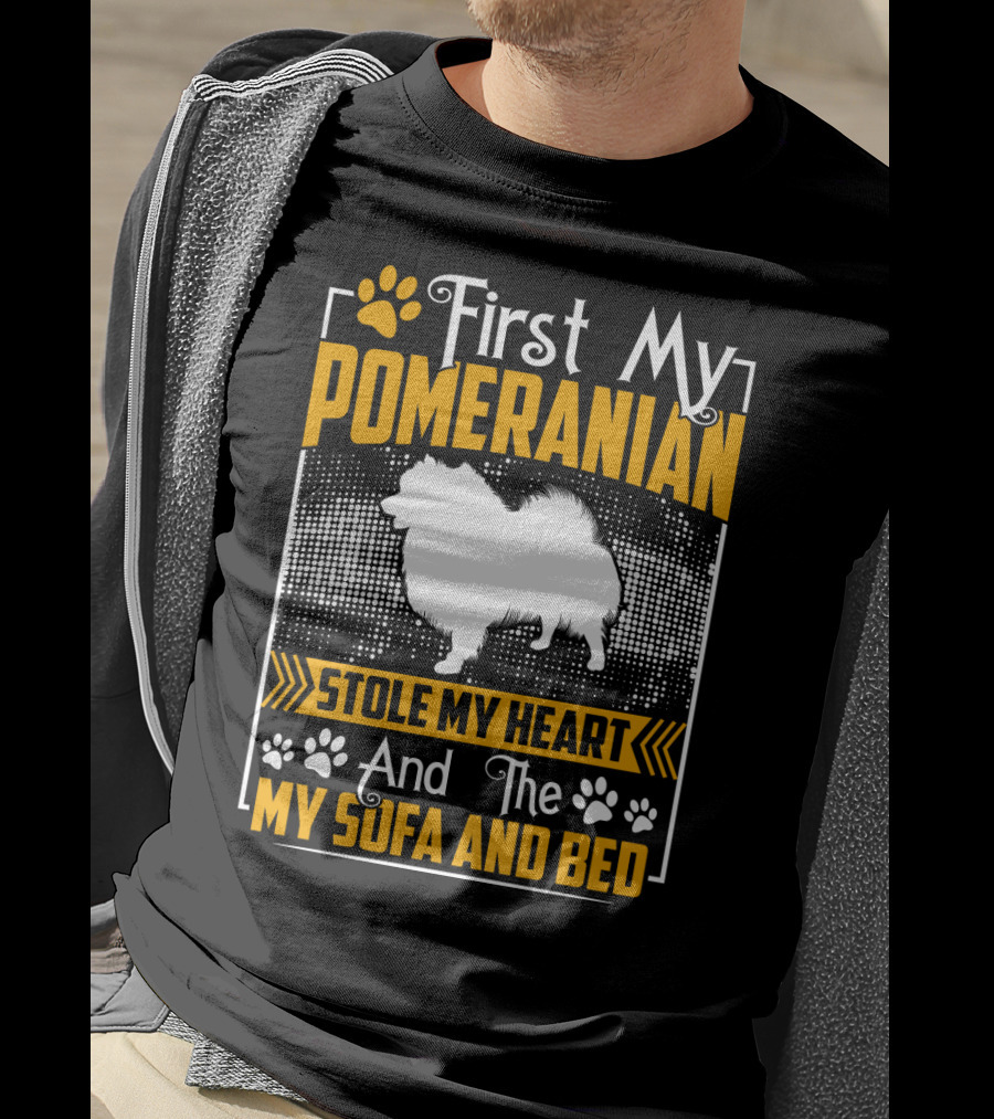 First My Pomeranian Stole My Heart And The My Sofa And Bed T-Shirt