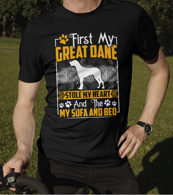 First My Great Dane Stole My Heart And Then My Sofa And Bed T-Shirt