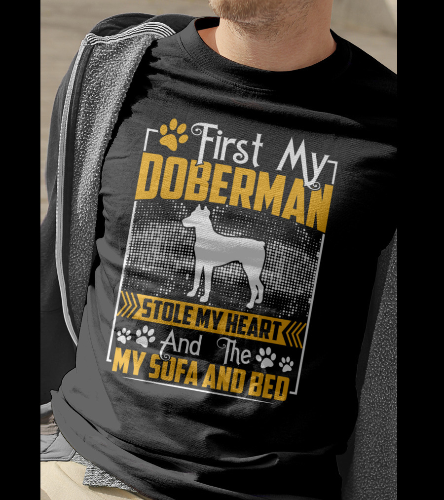 First My Doberman Stole My Heart And The Sofa And Bed T-Shirt