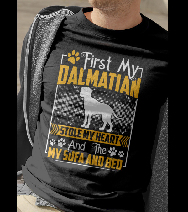 First My Dalmatian Stole My Heart And The My Sofa And Bed T-Shirt