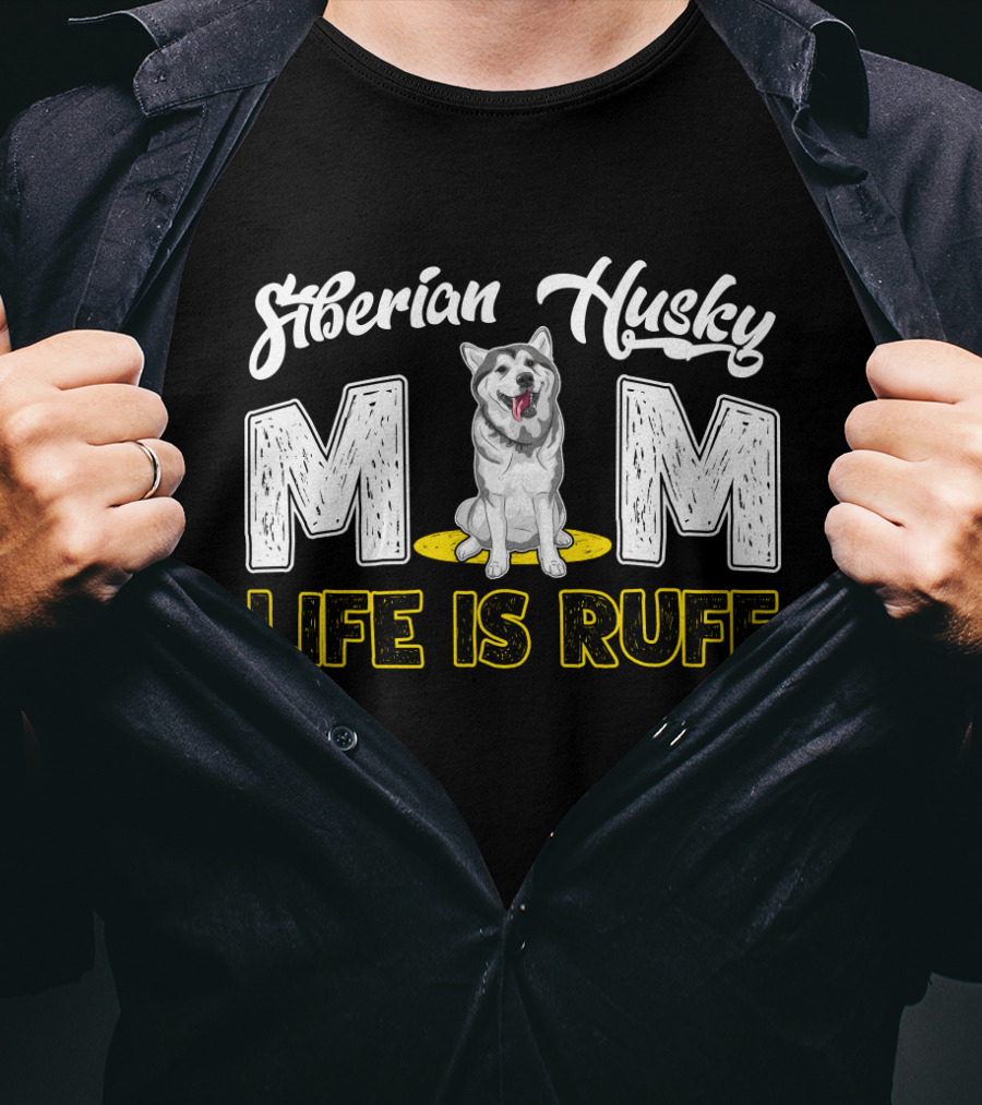 Siberian Husky Mom Life Is Ruff Dog Mom Pawprints T-Shirt