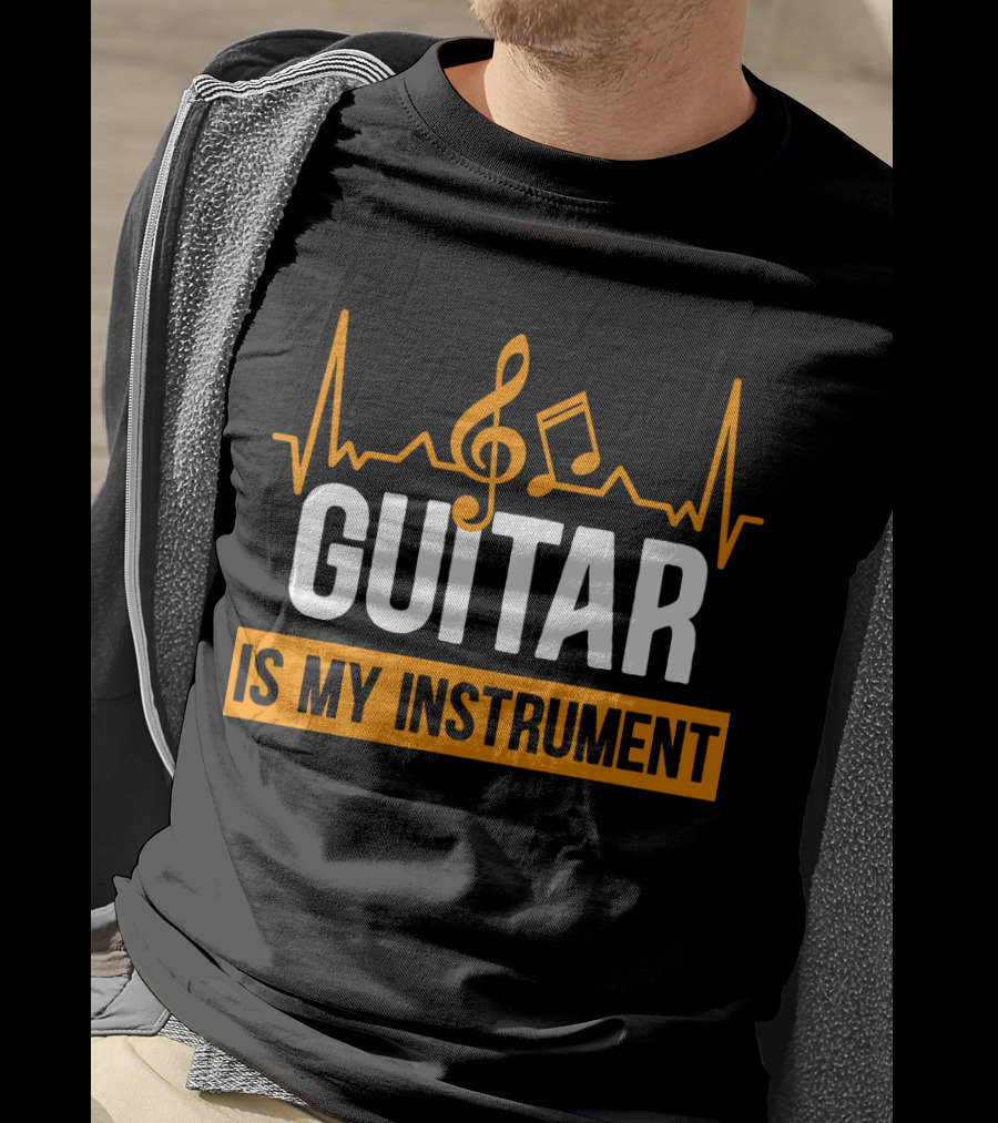 Guitar Is My Instrument With Heartbeat Music Notes T-Shirt