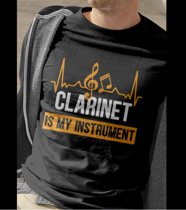 Clarinet Is My Instrument Music Heartbeat Treble Clef And Note T-Shirt