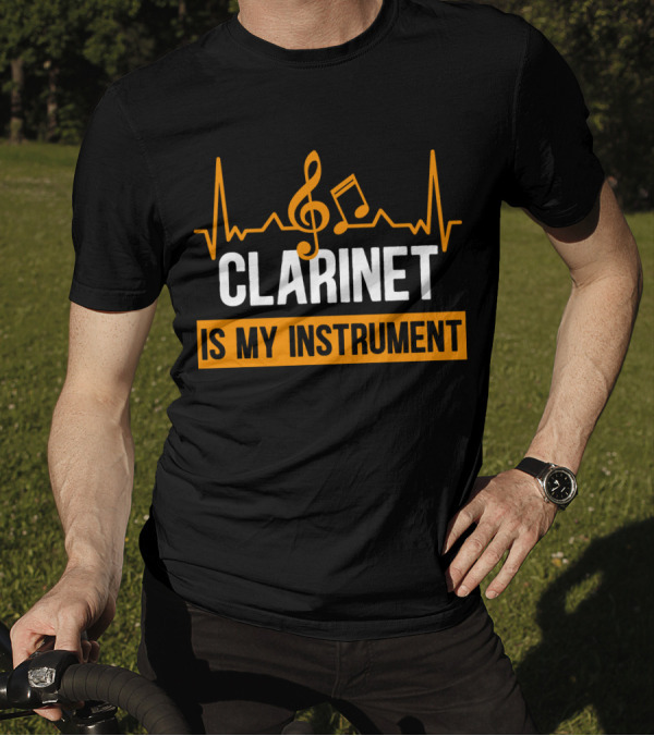 Clarinet Is My Instrument Music Heartbeat Treble Clef And Note T-Shirt