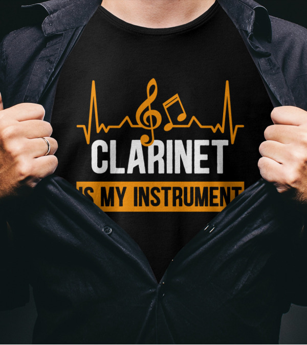 Clarinet Is My Instrument Music Heartbeat Treble Clef And Note T-Shirt
