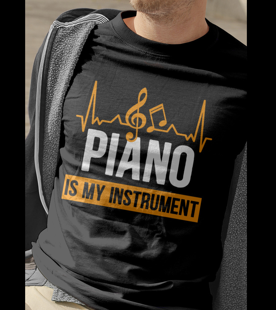 Piano Is My Instrument Musical Heartbeat Clef And Notes T-Shirt