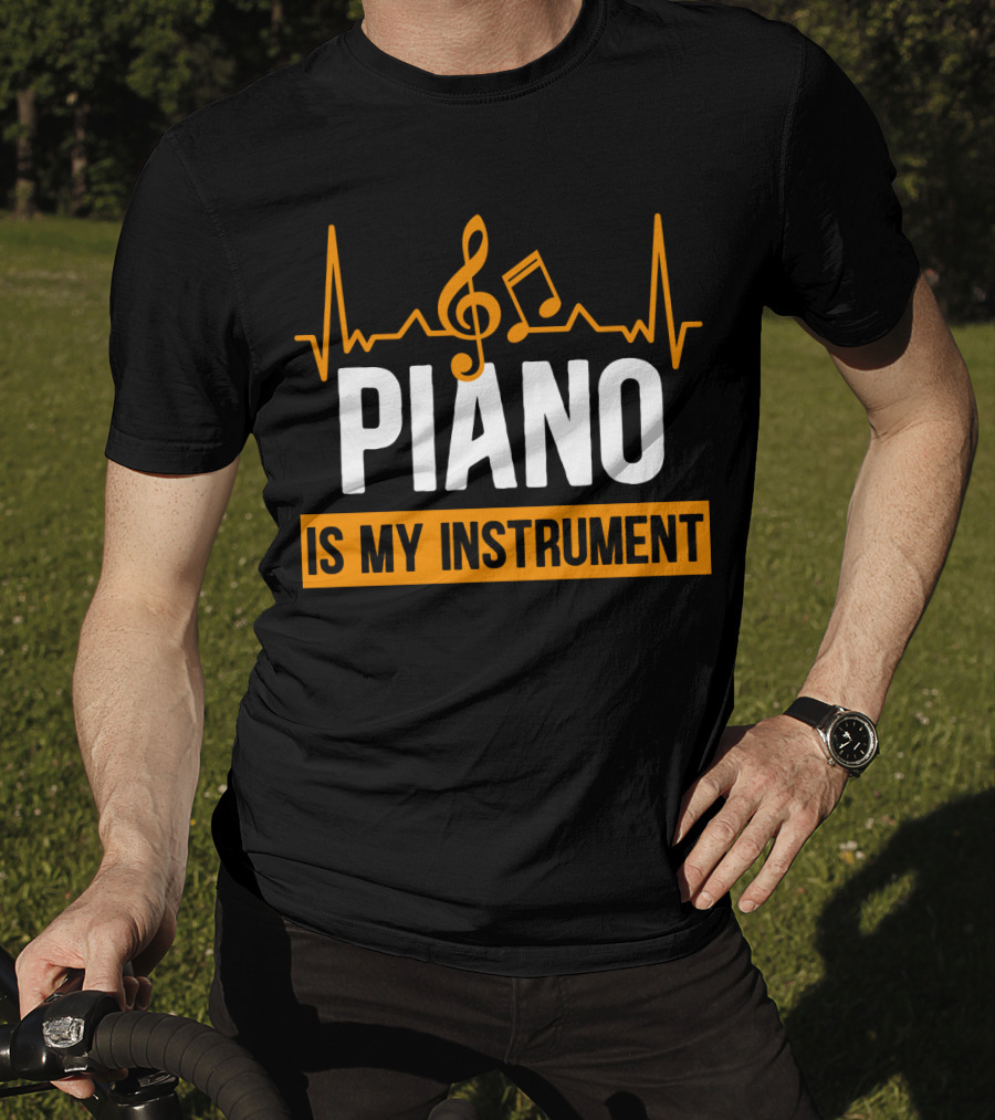 Piano Is My Instrument Musical Heartbeat Clef And Notes T-Shirt
