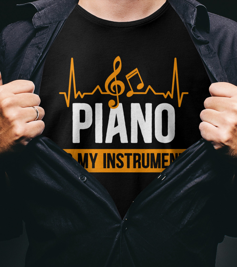 Piano Is My Instrument Musical Heartbeat Clef And Notes T-Shirt