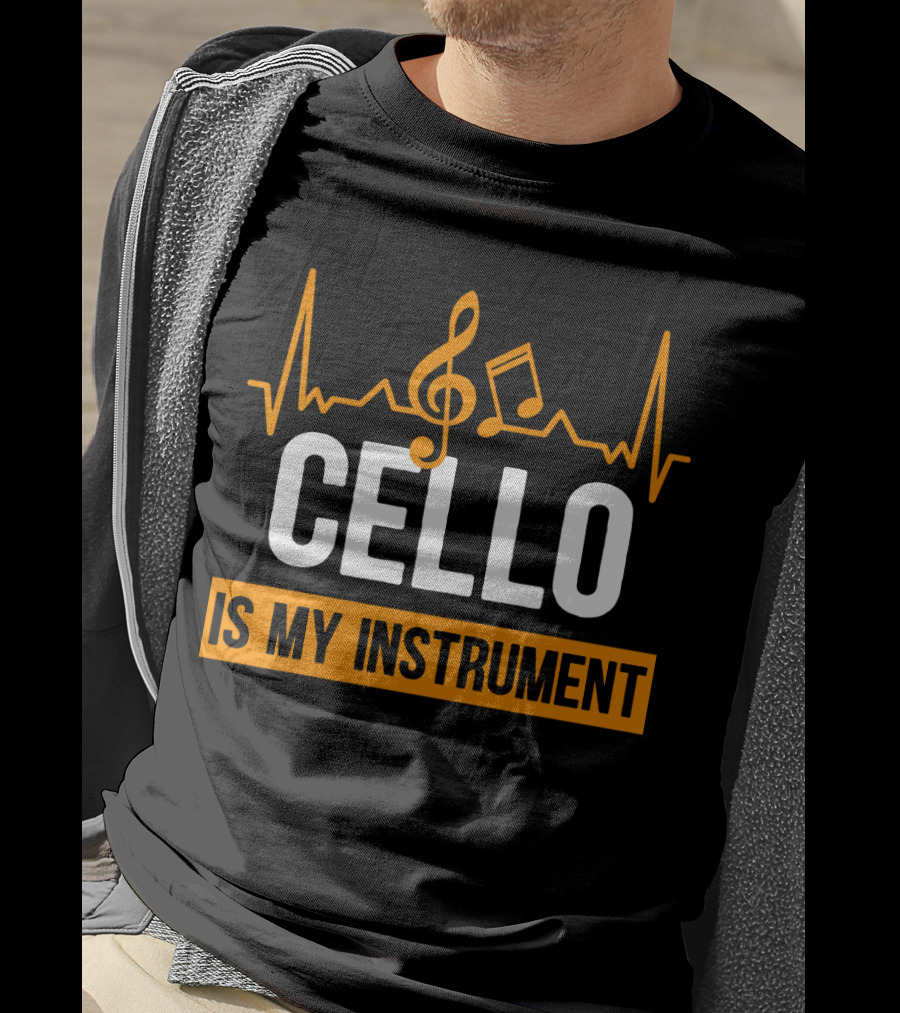Cello Is My Instrument Clef Note Heartbeat T-Shirt