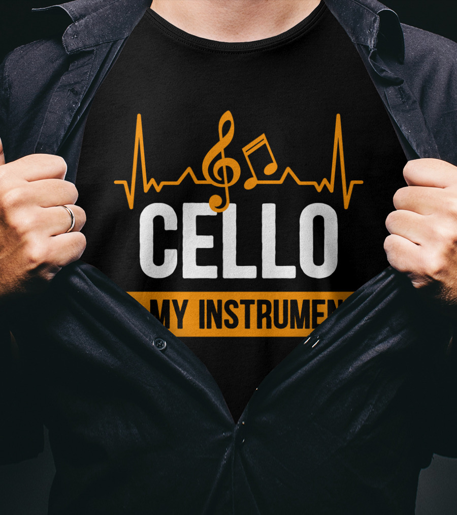 Cello Is My Instrument Clef Note Heartbeat T-Shirt
