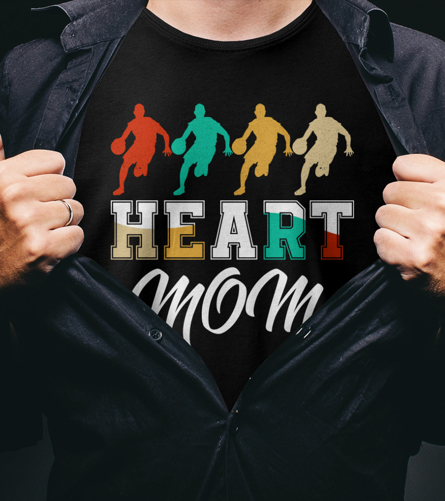 Basketball Heart Mom Quartet Players T-Shirt