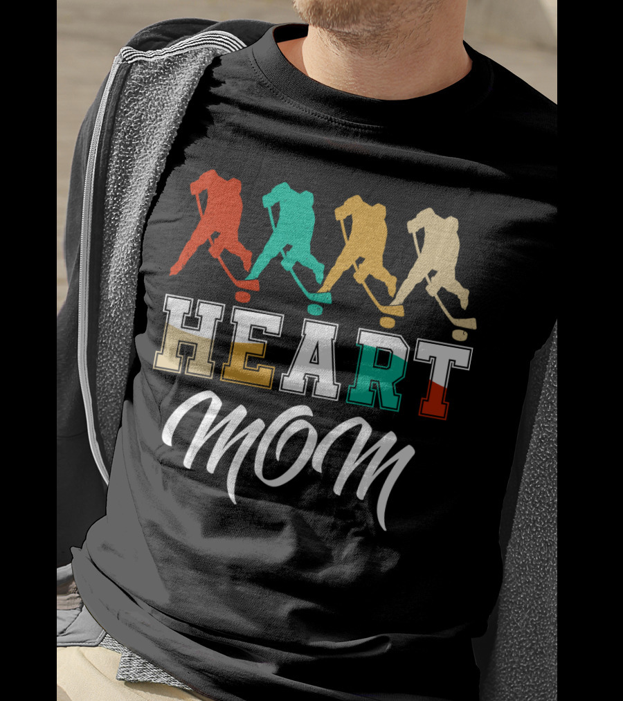 Hockey Heart Mom Vintage Silhouette Player Sequence T-Shirt