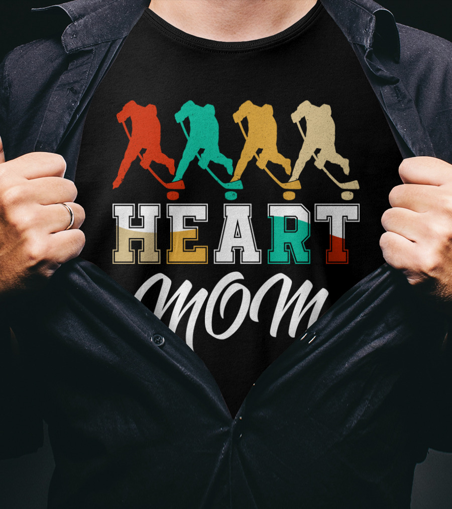 Hockey Heart Mom Vintage Silhouette Player Sequence T-Shirt