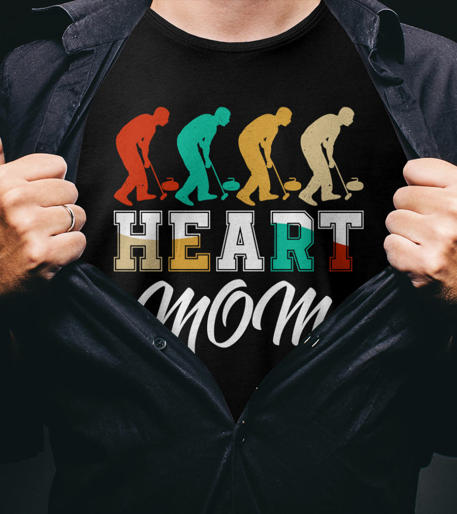 HEART Mom Curling Players T-Shirt