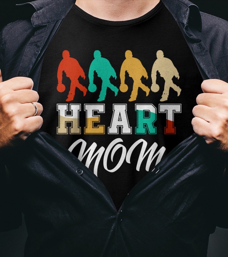 Bowling Heart Mom Retro T-Shirt