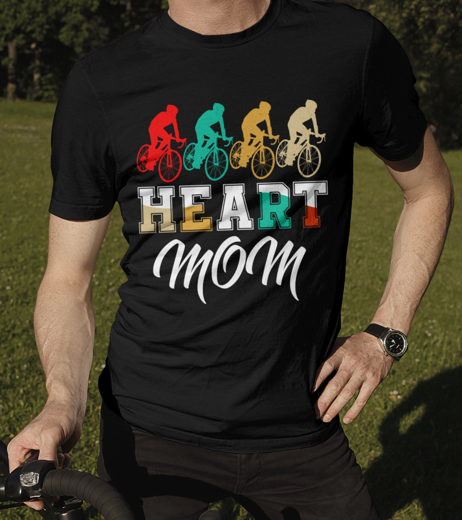 Cycling Heart Mom Colorful Biking T-Shirt