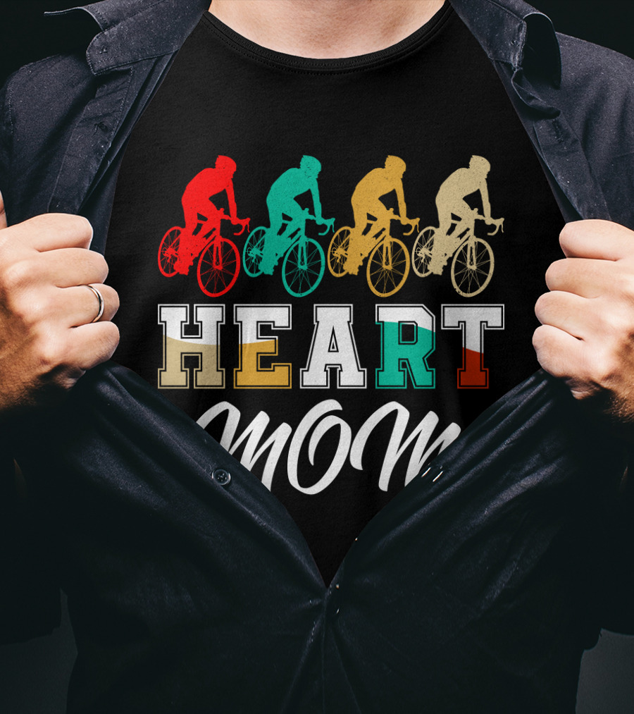 Cycling Heart Mom Colorful Biking T-Shirt