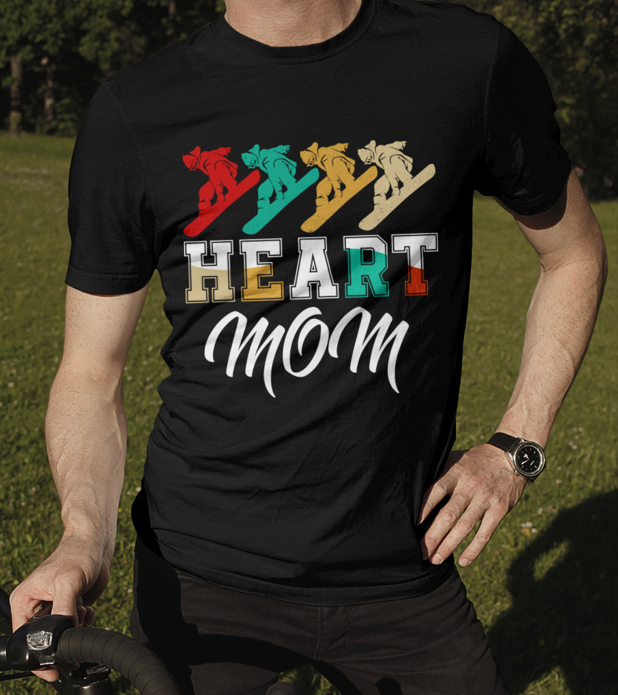Snowboarding Heart Mom Multicolor Boarders T-Shirt