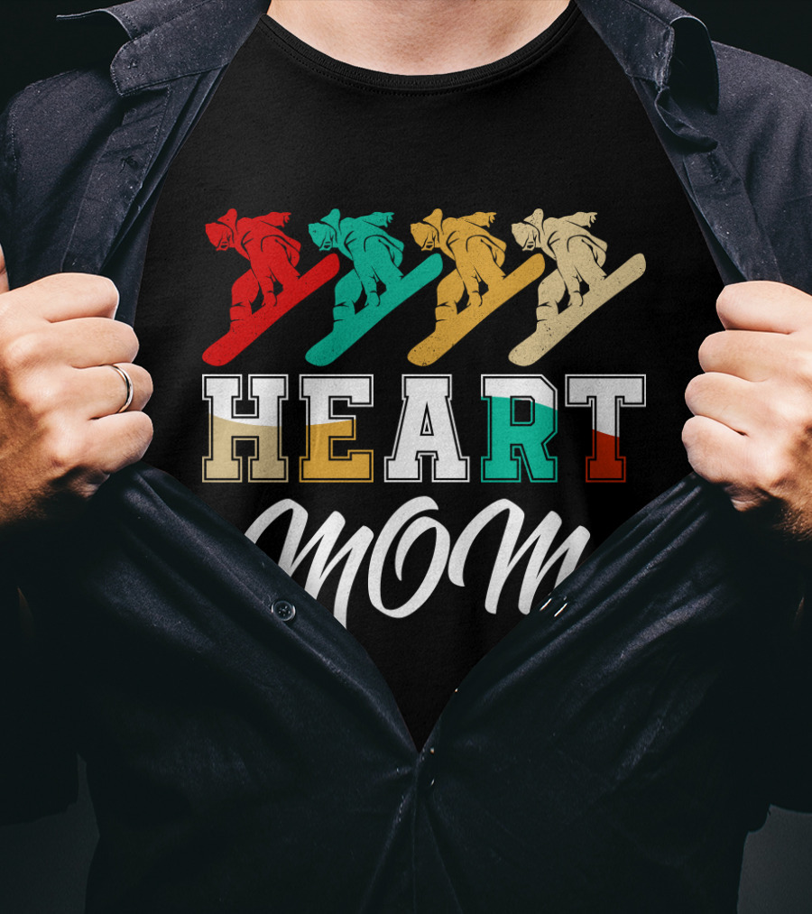 Snowboarding Heart Mom Multicolor Boarders T-Shirt