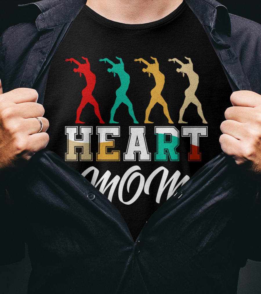 Gymnastics Heart Mom Colorful T-Shirt