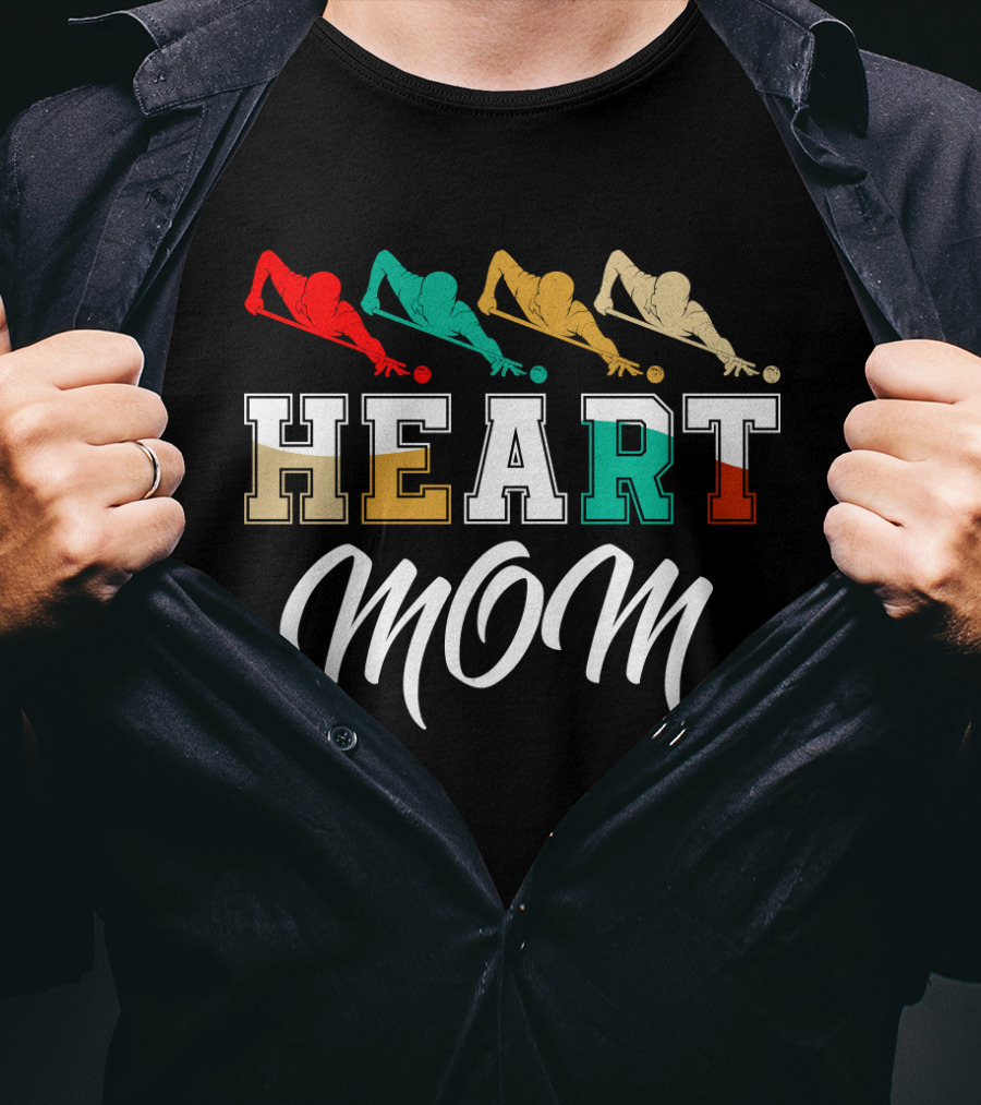 Billiards Heart Mom Pool Player T-Shirt
