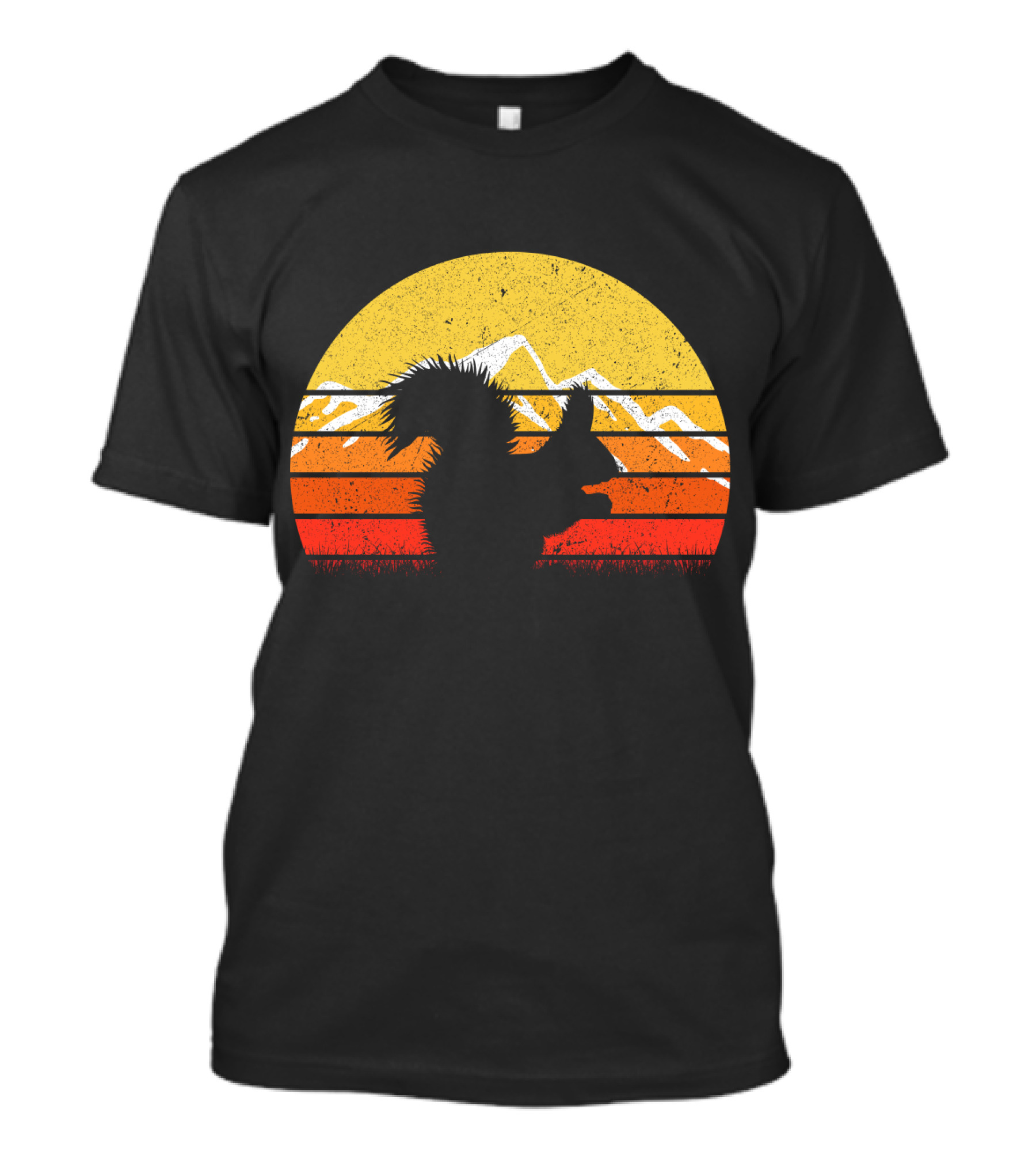 Retro Vintage Squirrel Sunset Silhouette With Mountains T-Shirt