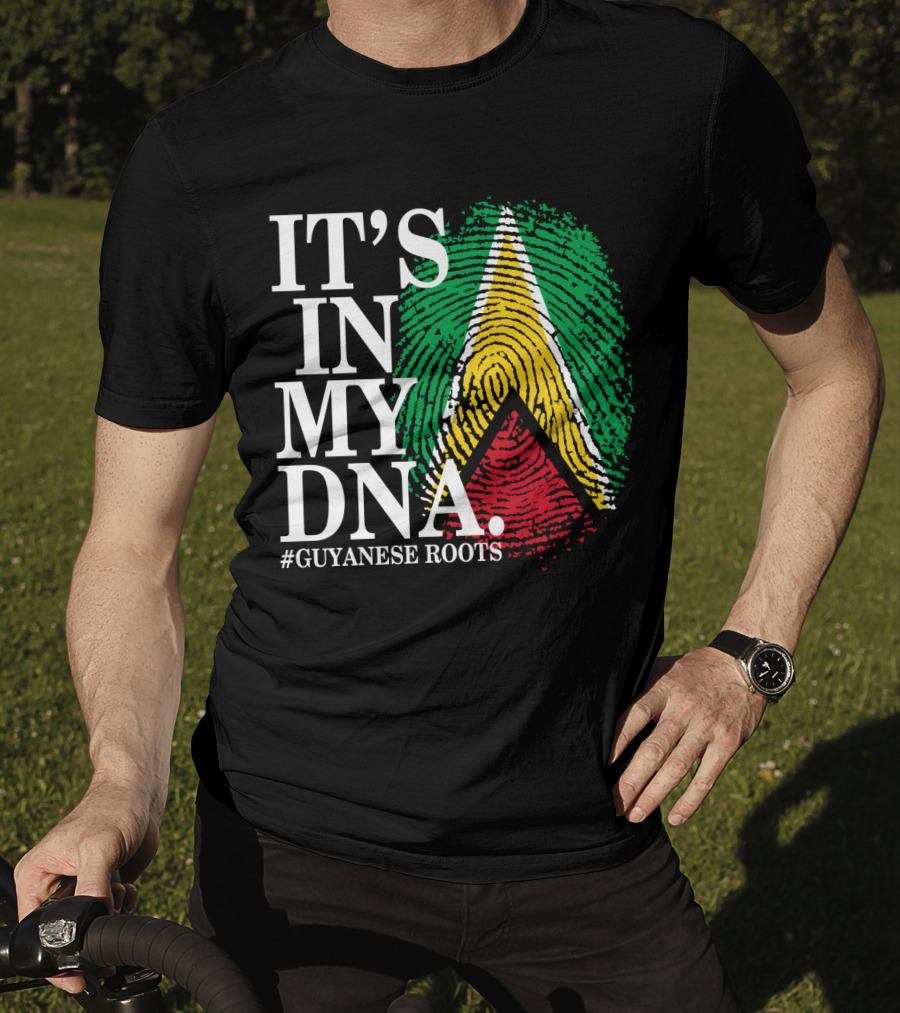 IT'S IN MY DNA Guyanese Roots Guyana Flag Fingerprint T-Shirt